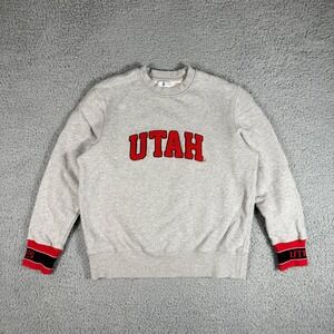 University Of Utah Runnin Utes Crewneck Adult Medium Gray Collegiate Sweatshirt